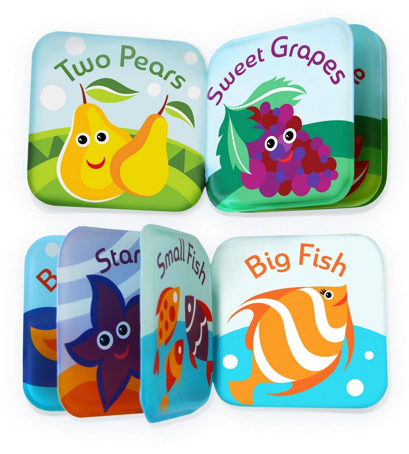 Fruit, Ocean, ABC, & Numbers Bath Books