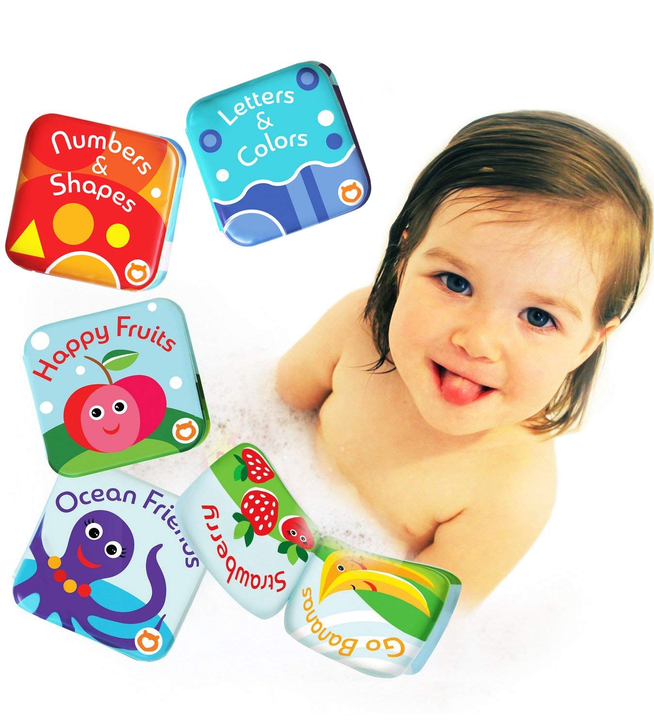 Fruit, Ocean, ABC, & Numbers Bath Books