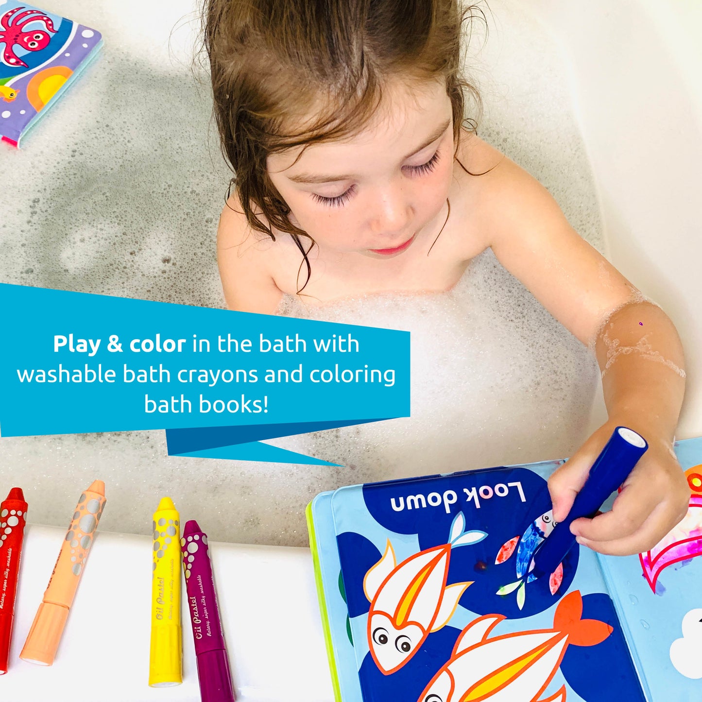 Color Me Bath Books + Crayons