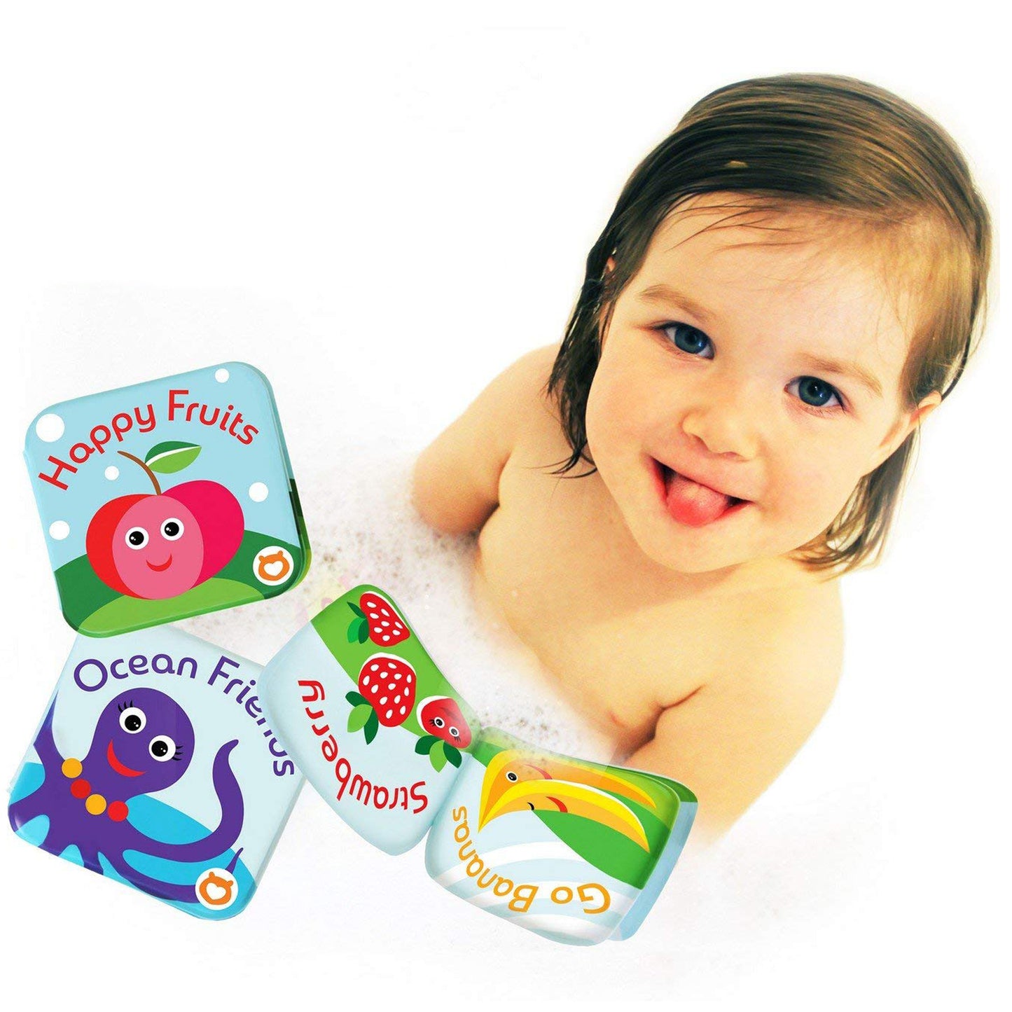 Floating Kids Books for Bathtub (Set of 2) by Baby Bibi: Fruits & Sea Animals