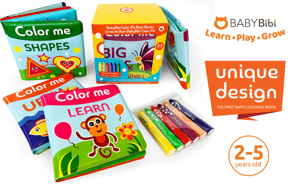 NEW innovative Colour Me Bath Books + Crayons: Learn & Color in the Bath