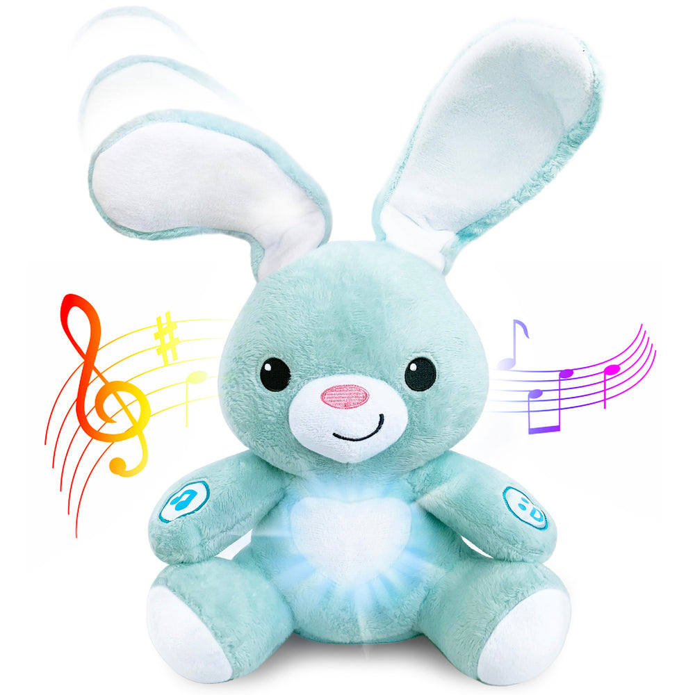 Stuffed Bunny - Interactive Soft Stuffed Peekaboo Bunny Toy, 16 Inches Tall Singing Animal Toy. For Ages 6 Months To 5 Year Old